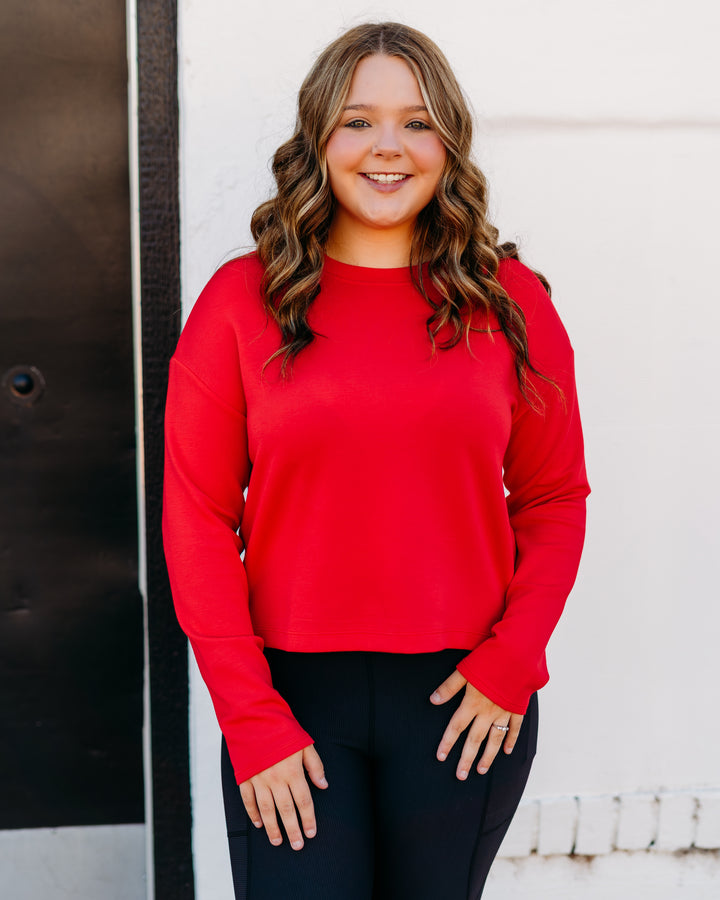 Spanx: Airessentials LS Side Slit Top in Spanx Red
