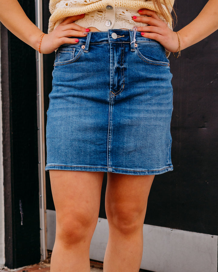 Dear John: Quinn Jean Skirt in Fog Sky - The Vogue Boutique