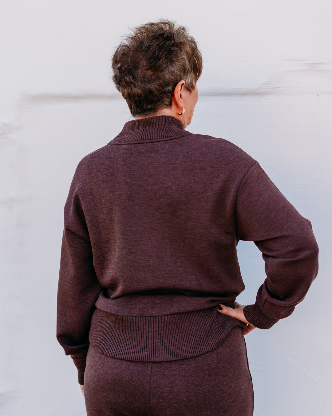 Varley: Sally Half Zip Sweat in Coffee Bean Marl