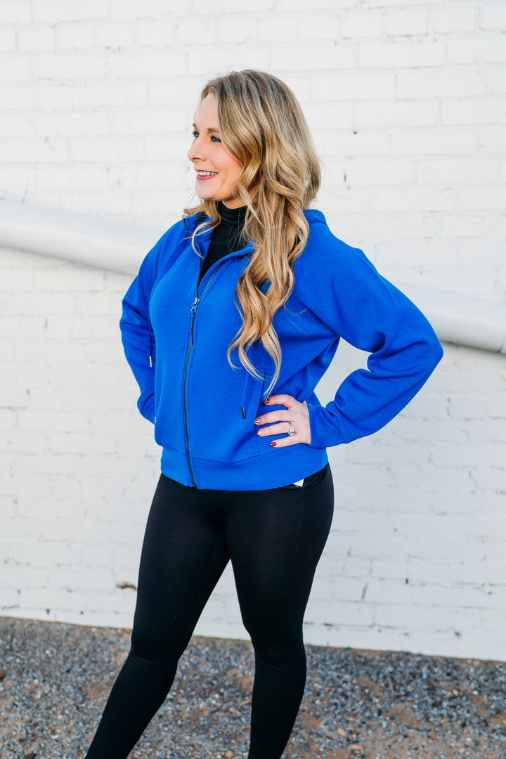 Spanx: AirEssentials Full Zip Hoodie in Cerulean Blue 50764R