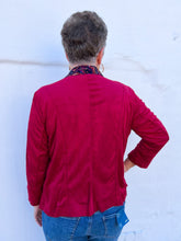 Load image into Gallery viewer, Multiples: Mutli-Panel Faux Suede Jacket in Cranberry
