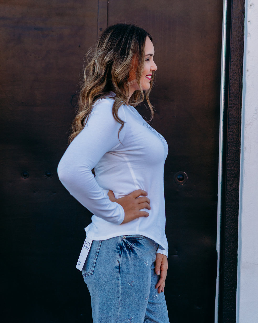 Karen Kane: Embellished Bow Top in White (4L33081)