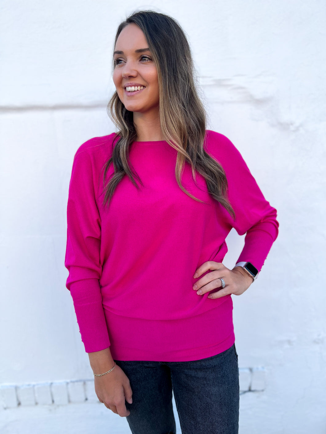 Esqualo: Batwing Top in Fushia
