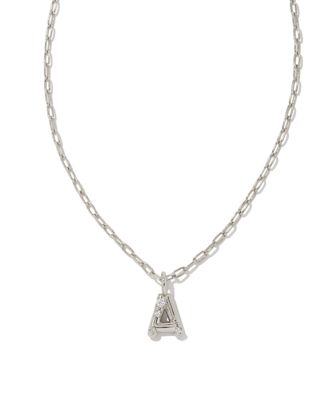 Kendra Scott: Crystal Letter Pendant Necklace in Silver