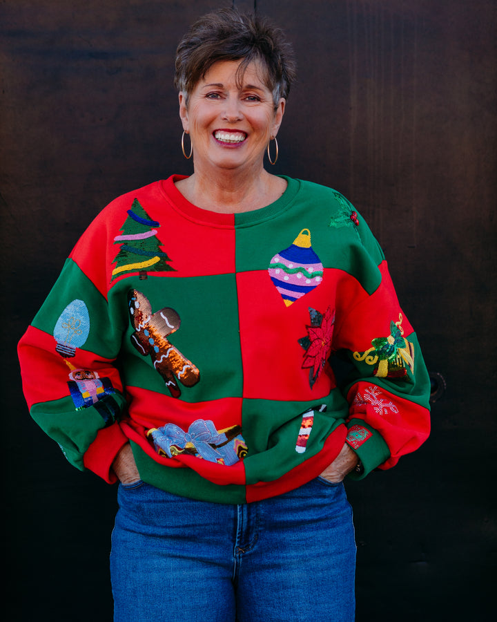 Queen Of Sparkles: Checkered Christmas Sweatshirt