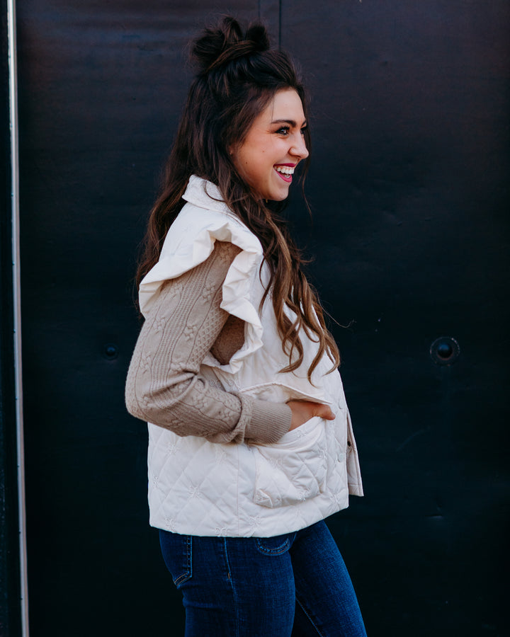 Jodifl: Puffer Vest with Bows in Ivory