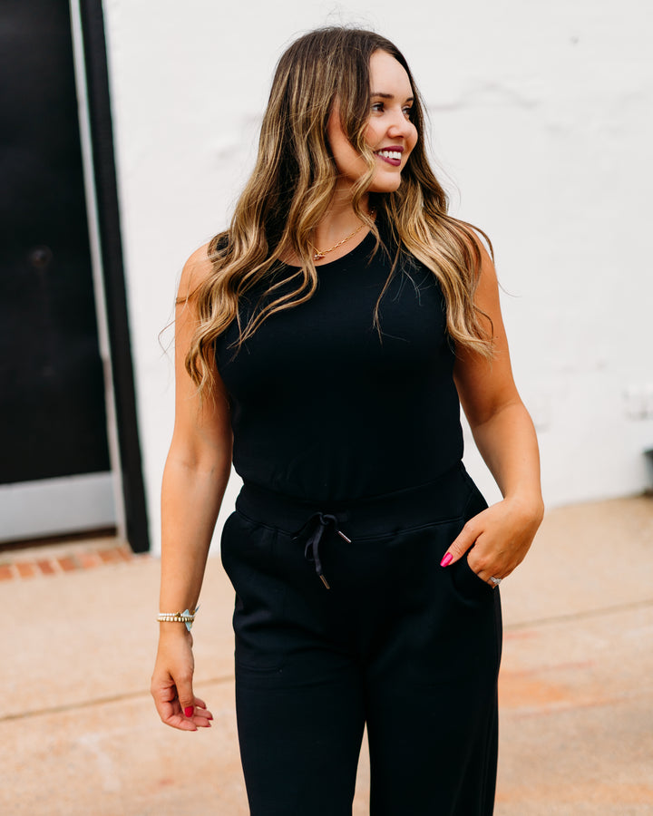 Spanx: Airessentials Sleeveless Jumpsuit in Very Black