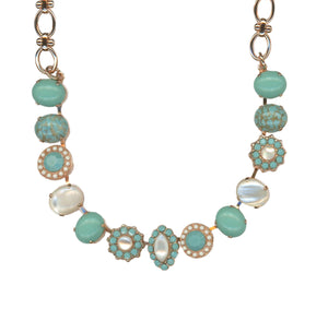 Mariana: Rose Gold Large Oval Cluster Necklace in "Aegean Coast"