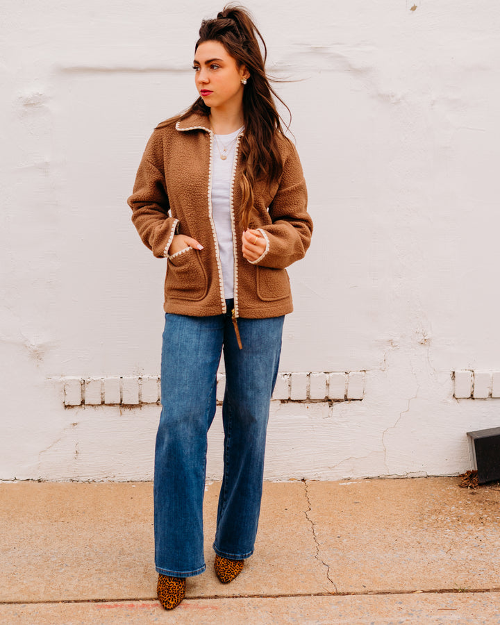 Varley: Ruiko Zip Through Fleece in Cocoa Dust