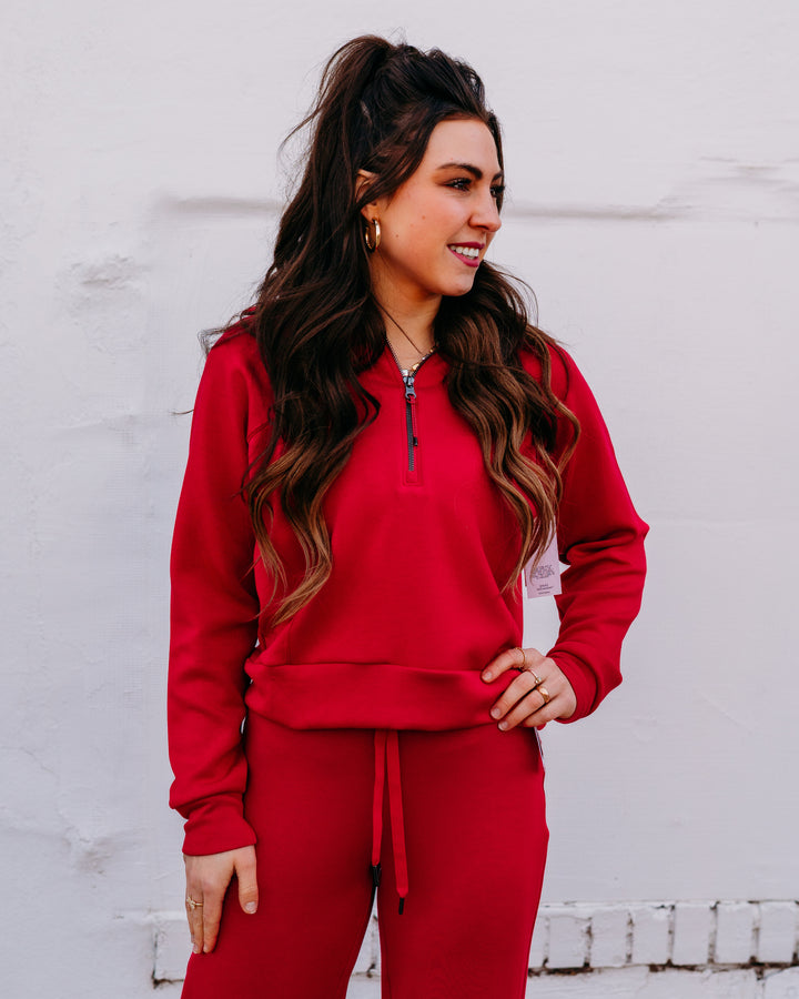Spanx: Airessentials Half Zip in Fuchsia (50346R) - The Vogue Boutique