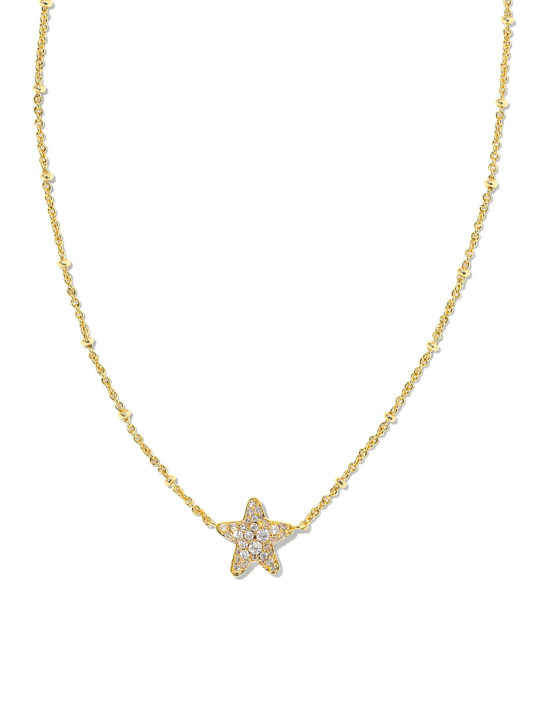 Kendra Scott: Jae Star Pave Short Pendant Necklace in Gold White Crystal