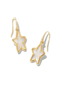 Kendra Scott: Ada Star Small Drop Earrings in Gold Ivory Mother of Pearl