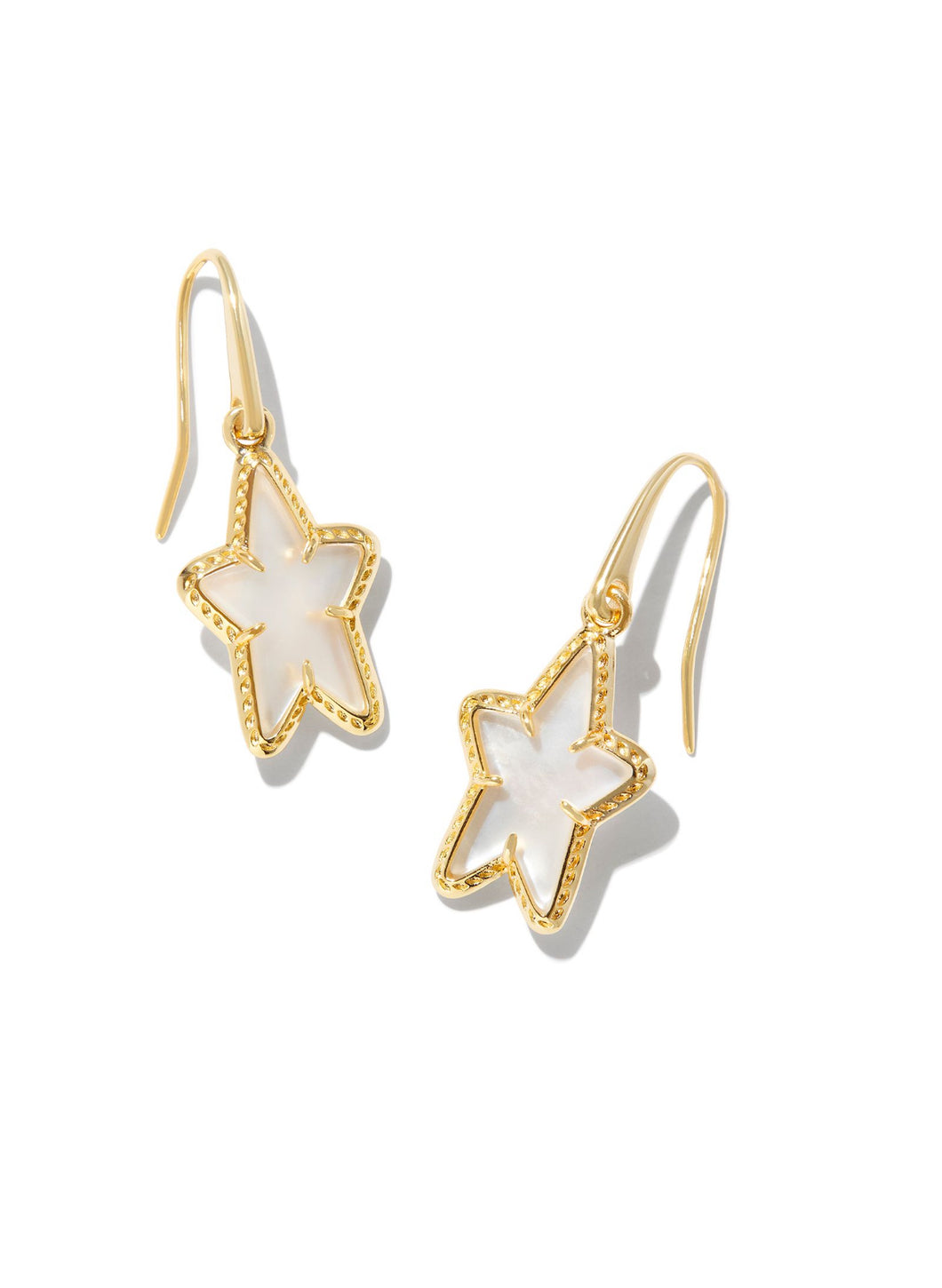 Kendra Scott: Ada Star Small Drop Earrings in Gold Ivory Mother of Pearl