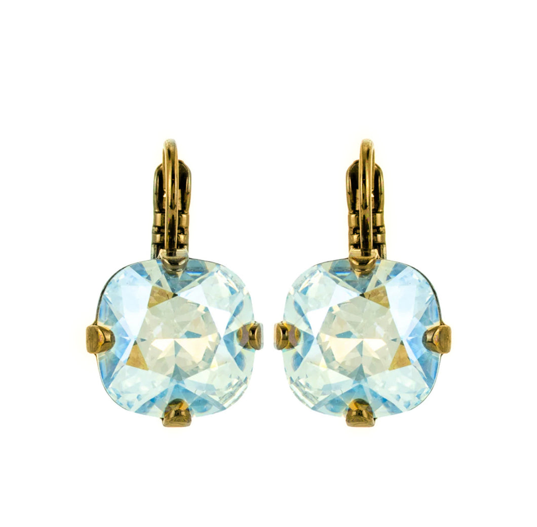 Mariana: Cushion Cut Gold Leverback Earrings in 