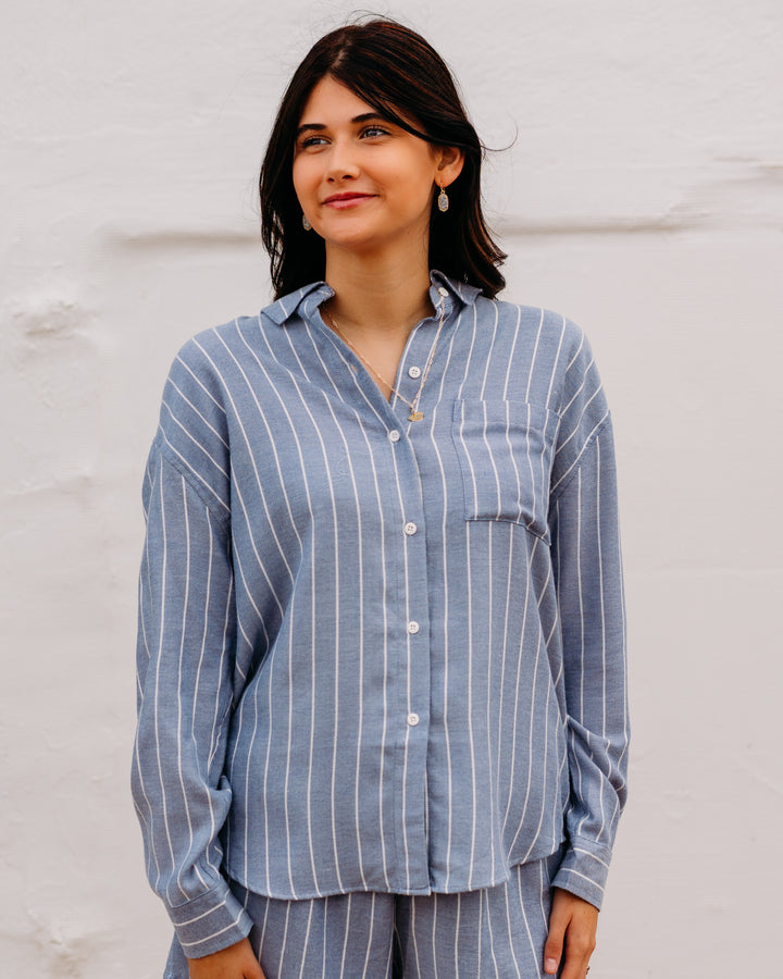 Z Supply: River Plaid Button Up in Blue Velvet