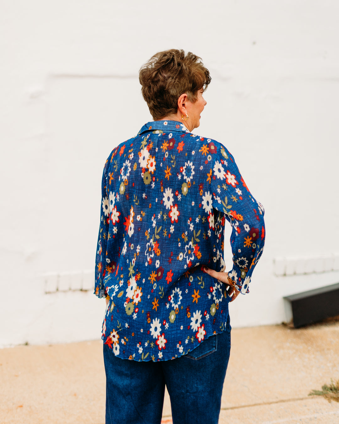 Multiples: (Bohemian Rhapsody) 3/4 Sleeve Button Front Pleated Shirt (M35502BM)