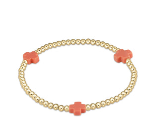 Enewton: Signature Cross Bracelet Gold Pattern 3mm Bead in Coral