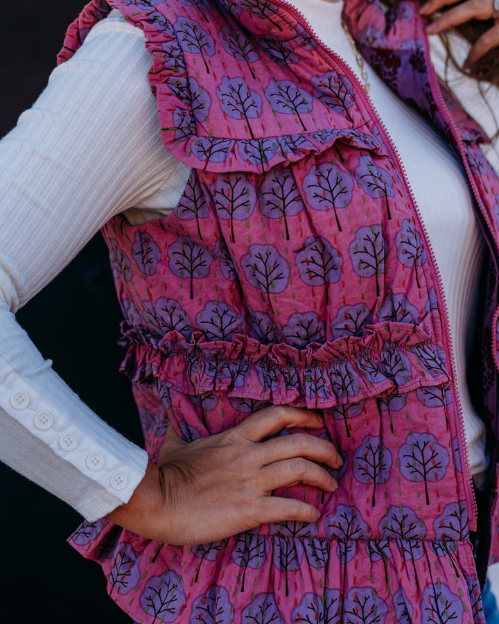 Ivy Jane: Ruffle Printed Vest in Lilac