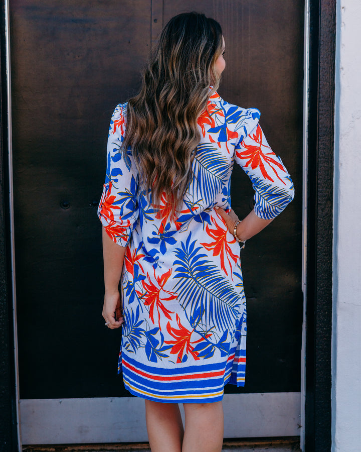 Multiples: Roll Tab 3/4 Slv Frt Btn Plkt P/O Shirtdress in Multi (M26502DM) - The Vogue Boutique