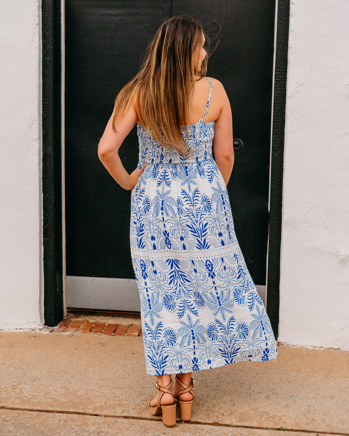 Z Supply: Nadine Palm Maxi Dress in Nautical (ZD261368) - The Vogue Boutique