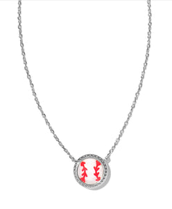 Kendra Scott: Baseball Short Pendant Necklace in Silver Ivory MOP