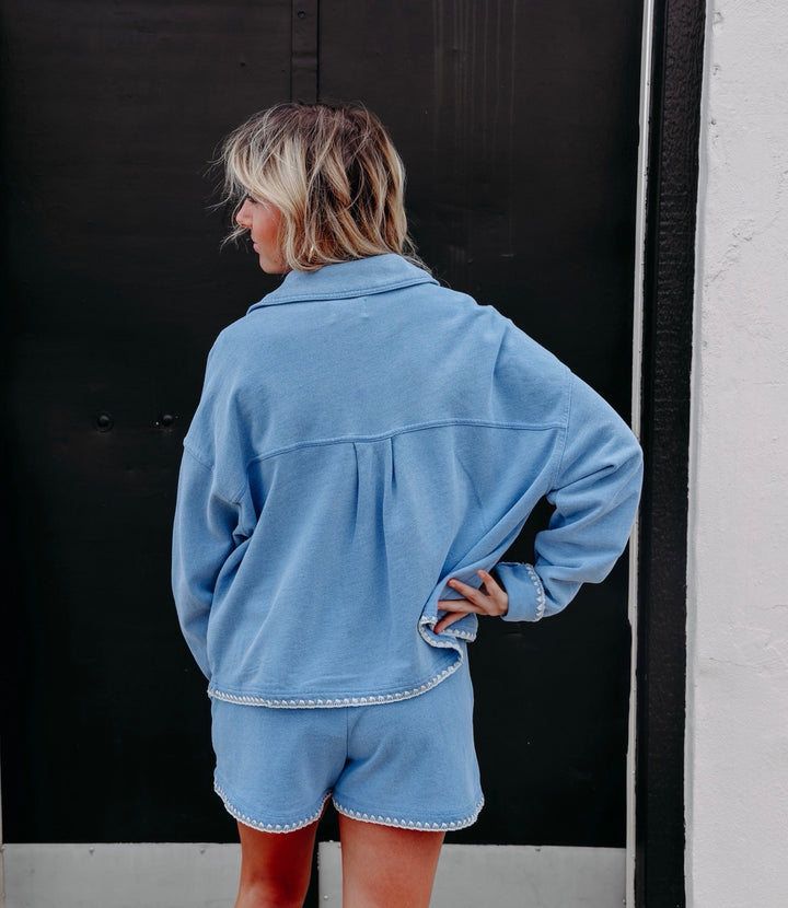 Z Supply: All Day Crop Whipstitch Jacket in Santorini Indigo (ZJ261234)