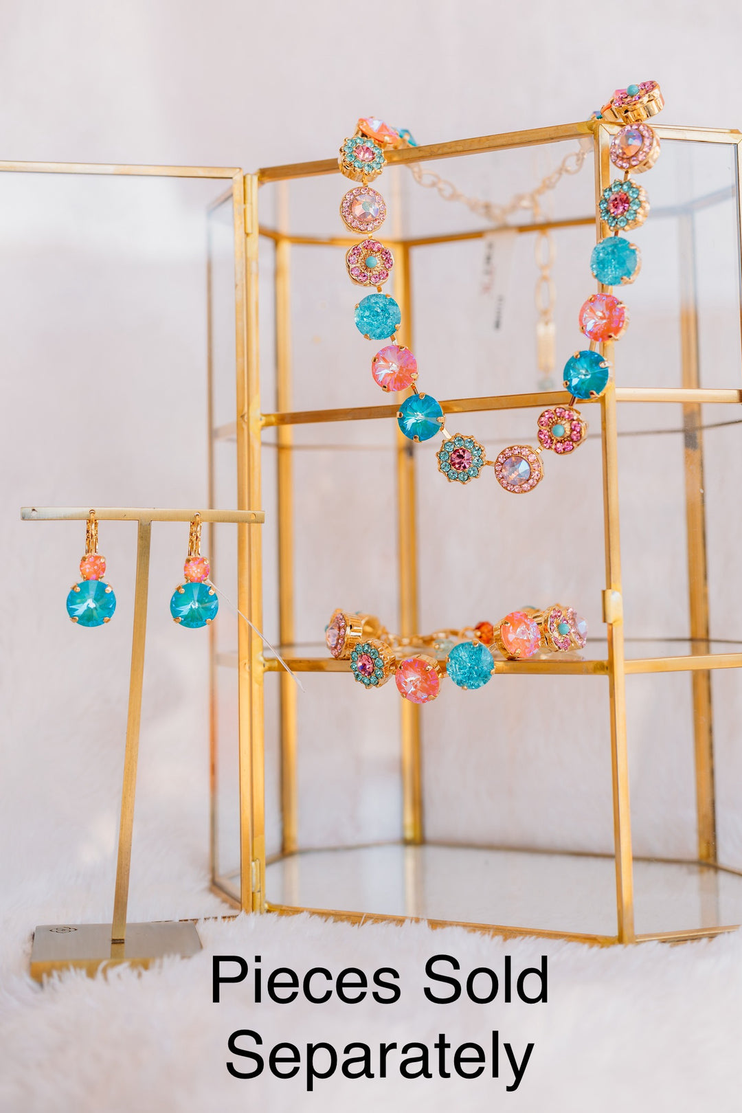 Mariana: Large Rivoli Double Stone Leverback Earrings in Gold