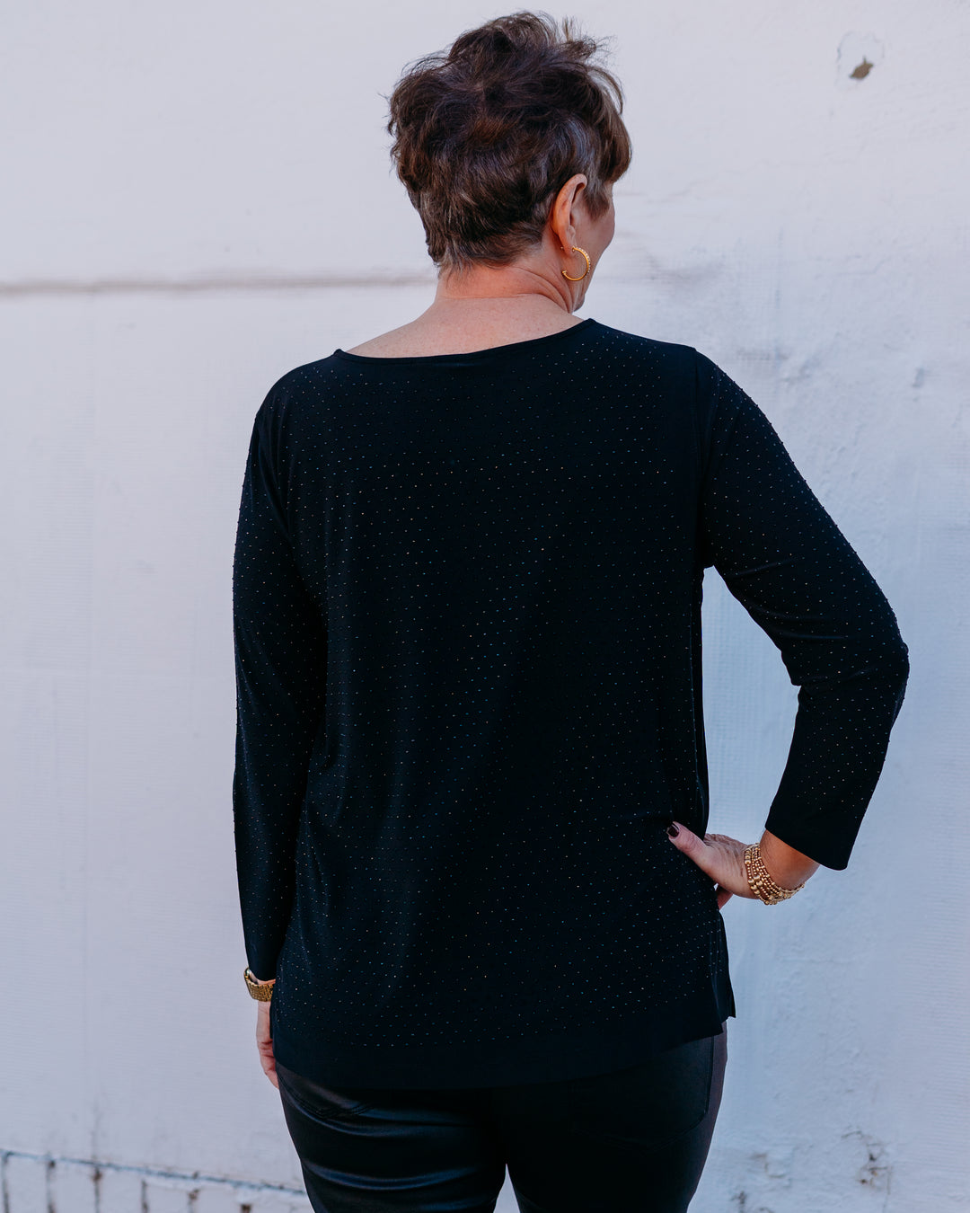 Multiples: (Merry & Bright) Black Heatseal Knit Top M45602TM