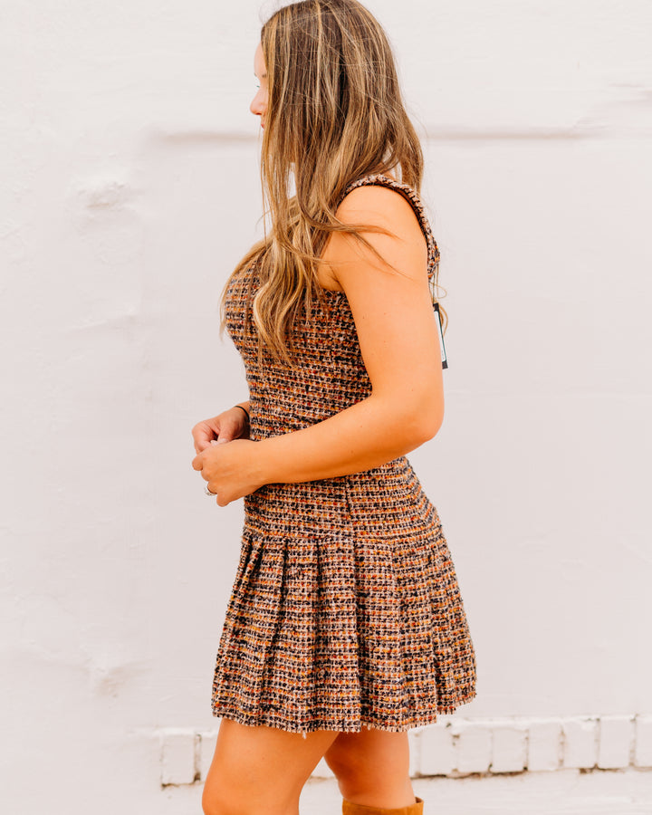 Steve Madden: Avie Dress in Brown Plaid Mix