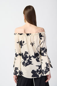 Jospeh Ribkoff: Floral Satin off-the-shoulder Top 241022