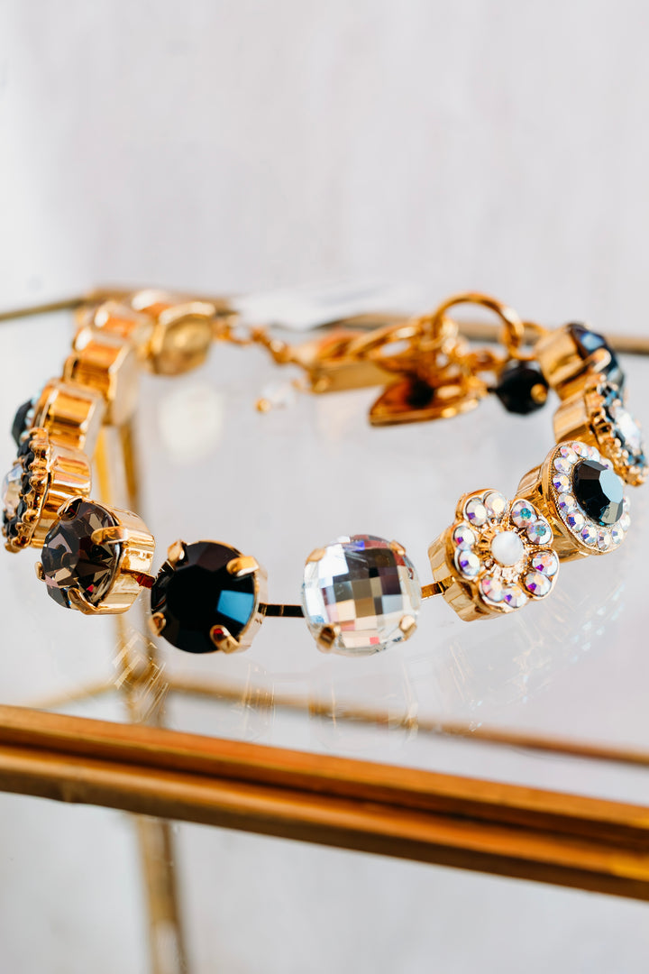 Mariana: Gold Large Rosette Bracelet "Obsidian Shores"