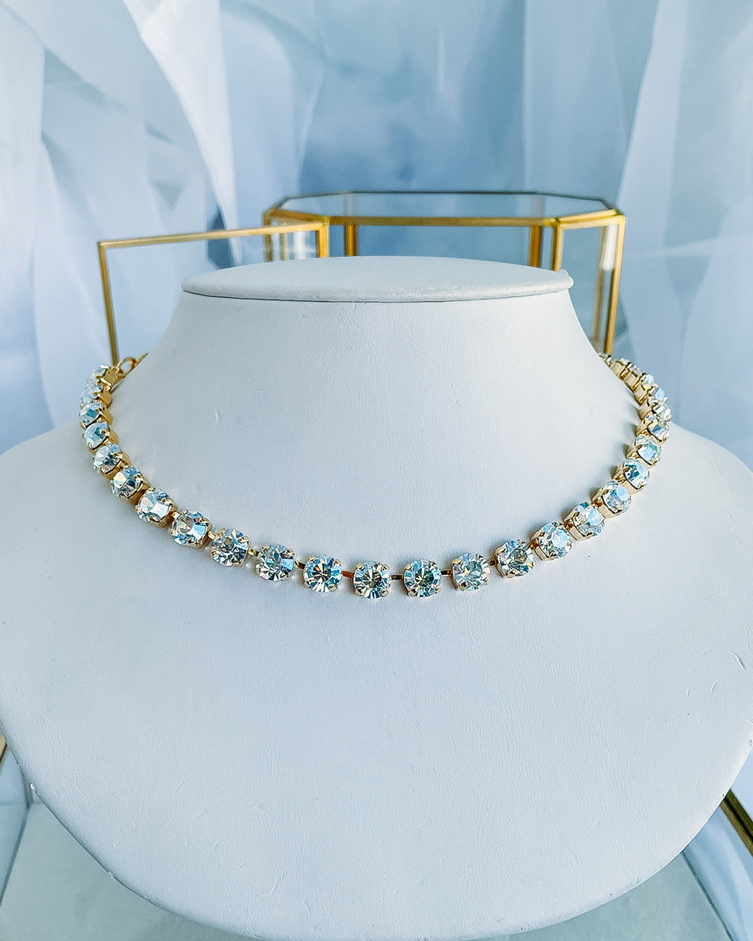 Mariana: Clear Small Stone Necklace N-3252-001MOL-YG - The Vogue Boutique