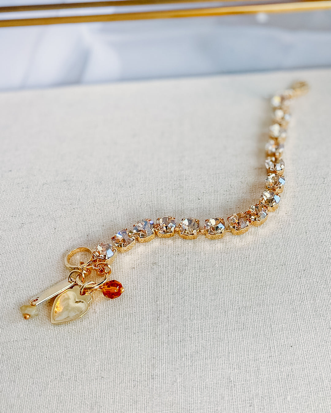 Mariana: Clear Small Square Stone Bracelet - B-4252-216216-YG - The Vogue Boutique