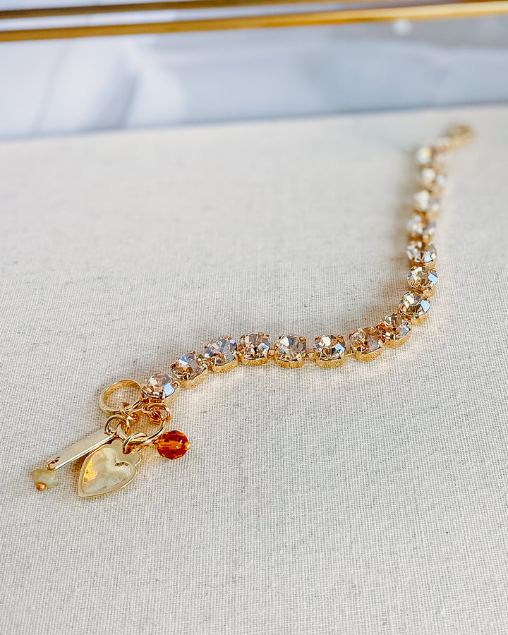 Mariana: Clear Small Square Stone Bracelet - B-4252-216216-YG - The Vogue Boutique