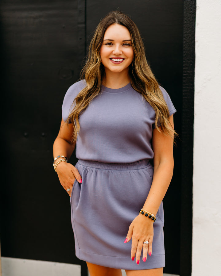 Spanx: AE Crew Sweatshirt Dress in Orchid Ash 21516R