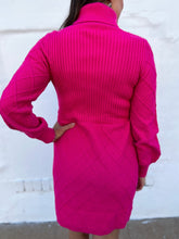 Load image into Gallery viewer, Esqualo: Rib &amp; Pattern Dress in Fushia
