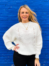 Load image into Gallery viewer, Glam: Open Cable Knit Sweater in Cream
