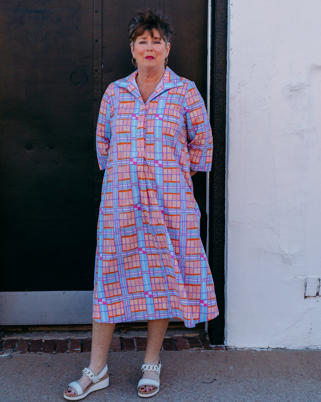 Uncle Frank Plaid Midi Swing Dress Uncle Frank Plaid Midi Swing Dress