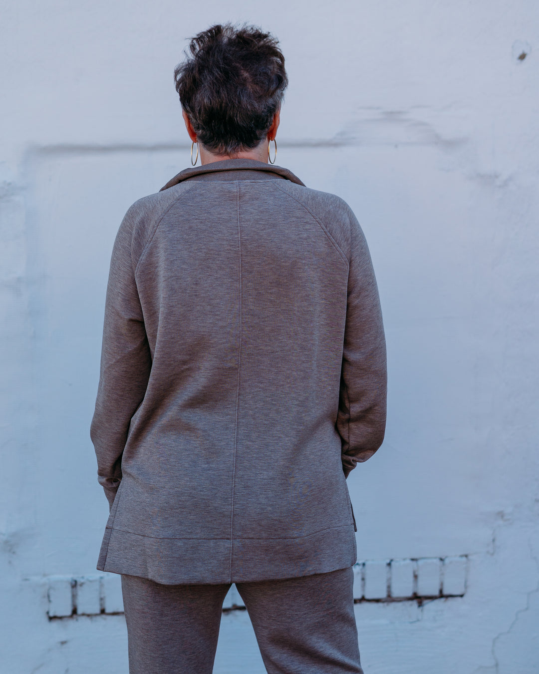 Spanx: Airessentials Brushed Half Zip Tunic in Birch Heather