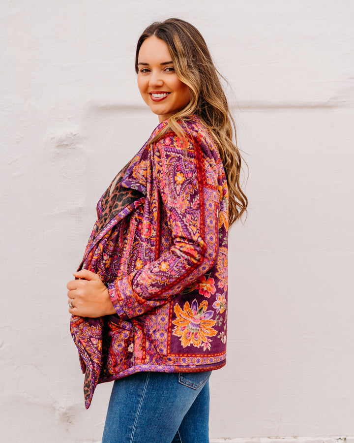 Johnny Was: Joan Wrap Binded Sherpa Jacket (Reversible) in Domi