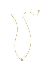 Kendra Scott: Jae Star Pave Short Pendant Necklace in Gold White Crystal