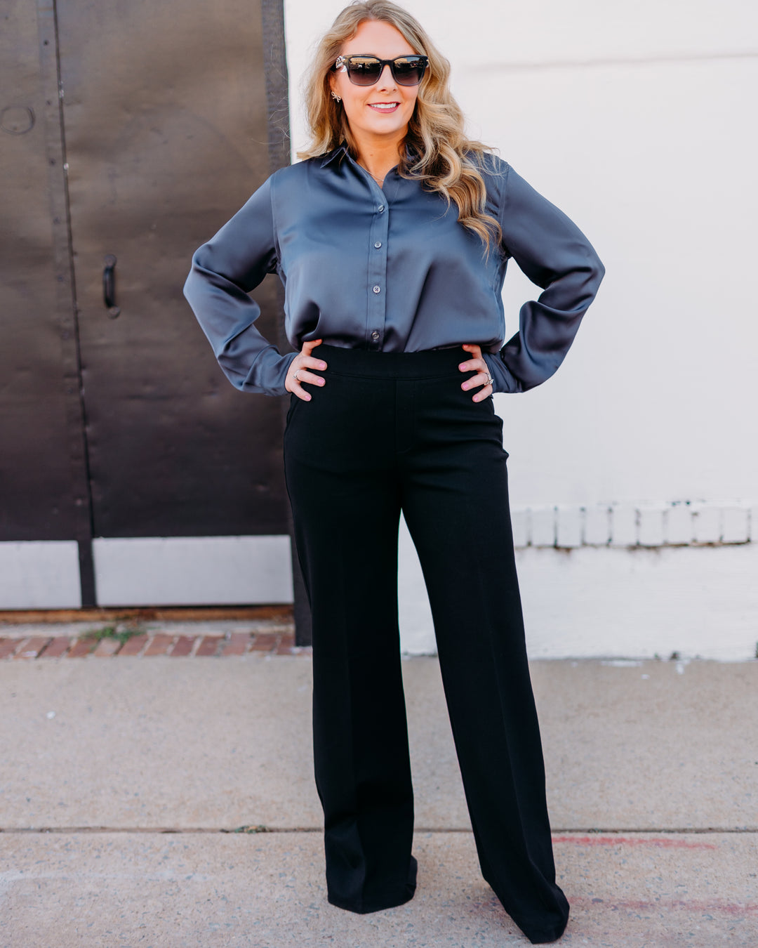 Spanx: Perfect Fit Ponte Wide Leg Pant in Black