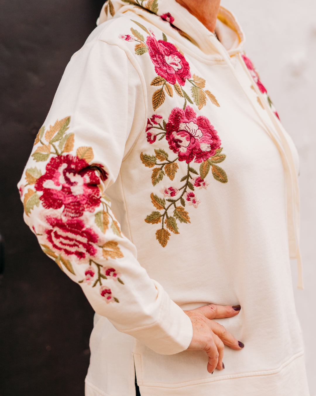 Johnny Was:  Mehdi Hooded Sweatshirt in Shell