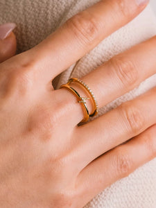 Lovers Tempo: Bolt Double Band Fortuna Ring in Gold
