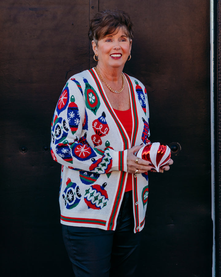 Multiples: (Merry & Bright) Cuffed Button Front Cardigan With Embellishments M45601KM