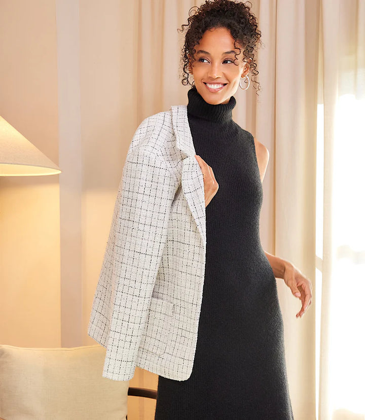 Karen Kane: Tweed Blazer in Black/Off White