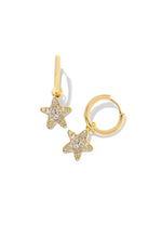 Load image into Gallery viewer, Kendra Scott: Jae Star Pave Huggie Earrings in Gold White Crystal
