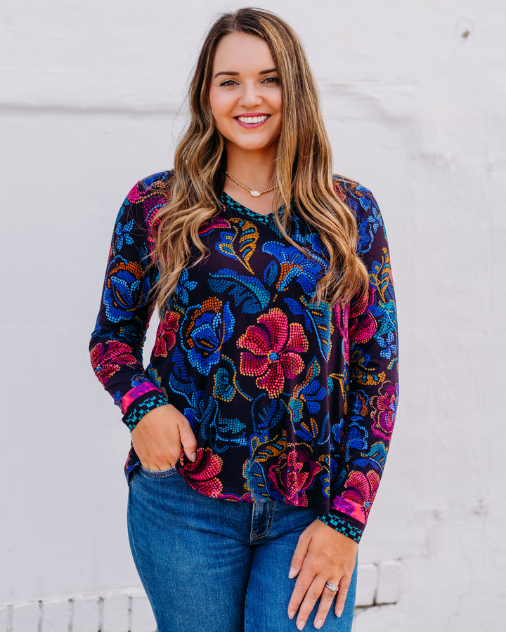 Johnny Was: The Janie Favorite Long Sleeve Swing Tee in Aphaia