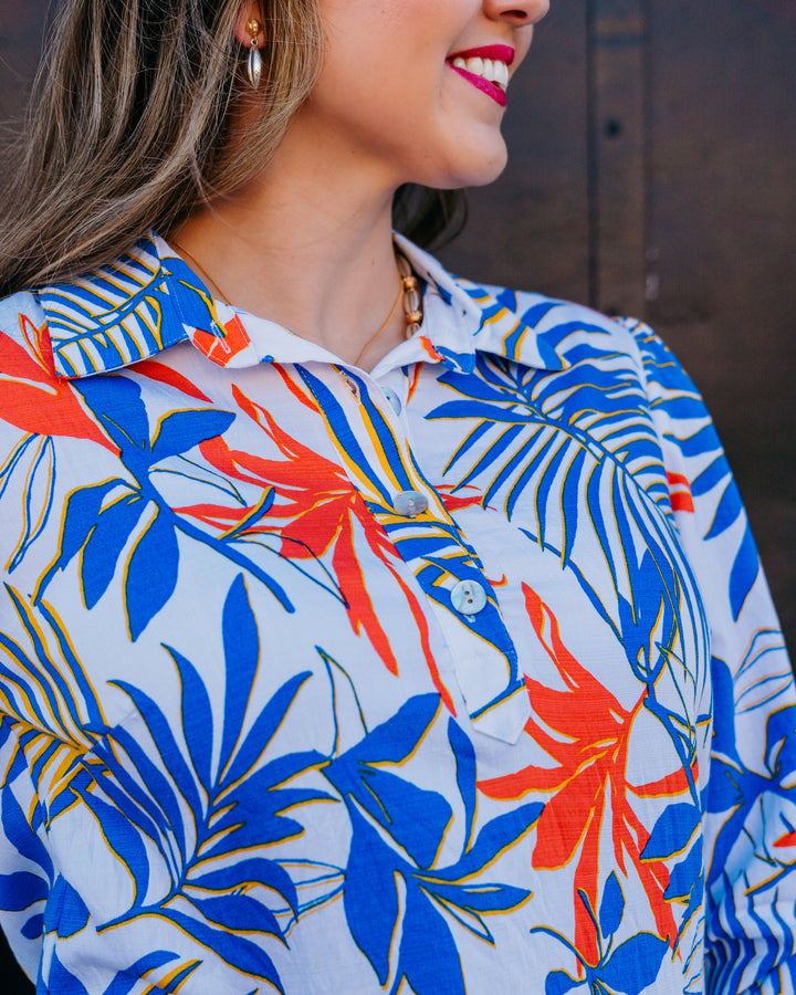 Multiples: Roll Tab 3/4 Slv Frt Btn Plkt P/O Shirtdress in Multi (M26502DM) - The Vogue Boutique