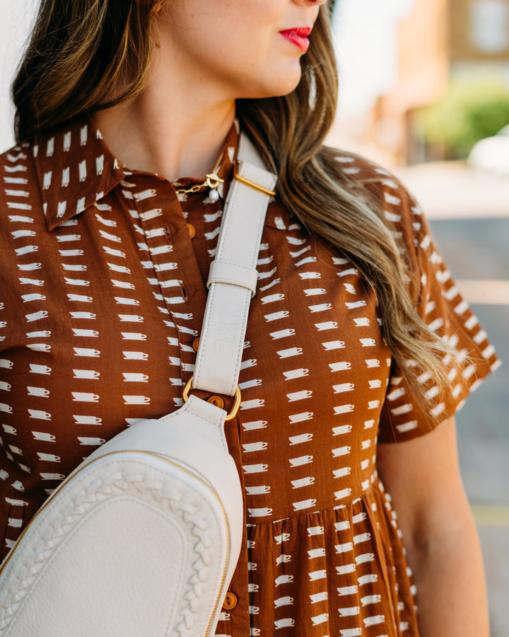 Hobo: Fern Embroidered Sling Bag in Birch